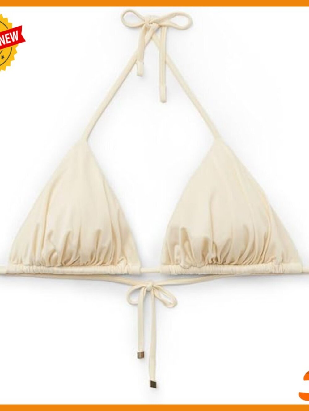 Shiny Satin Triangle Bikini Top with Removable Padding